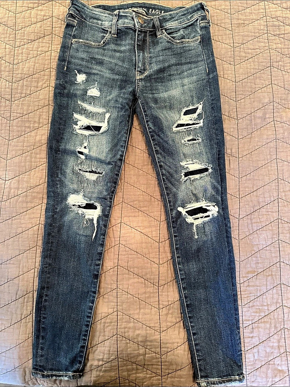 American Eagle Jegging Distressed Jeggings in Blue Waist 6 Short
